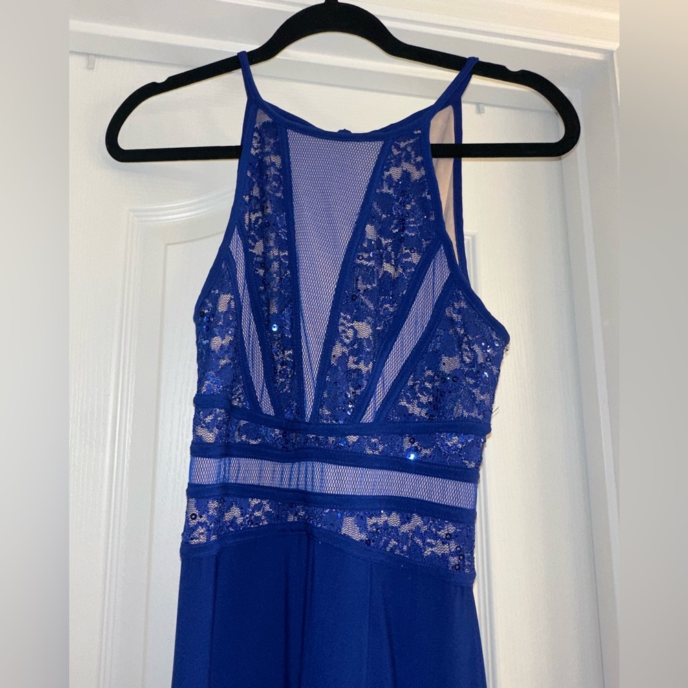 Elegant Blue Lace Dress